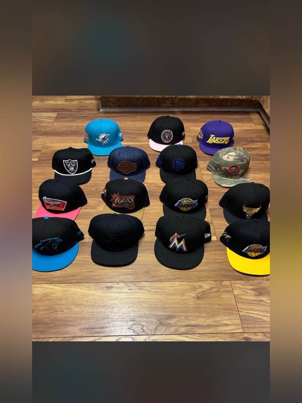 Assorted Black Baseball Caps - Team Logos